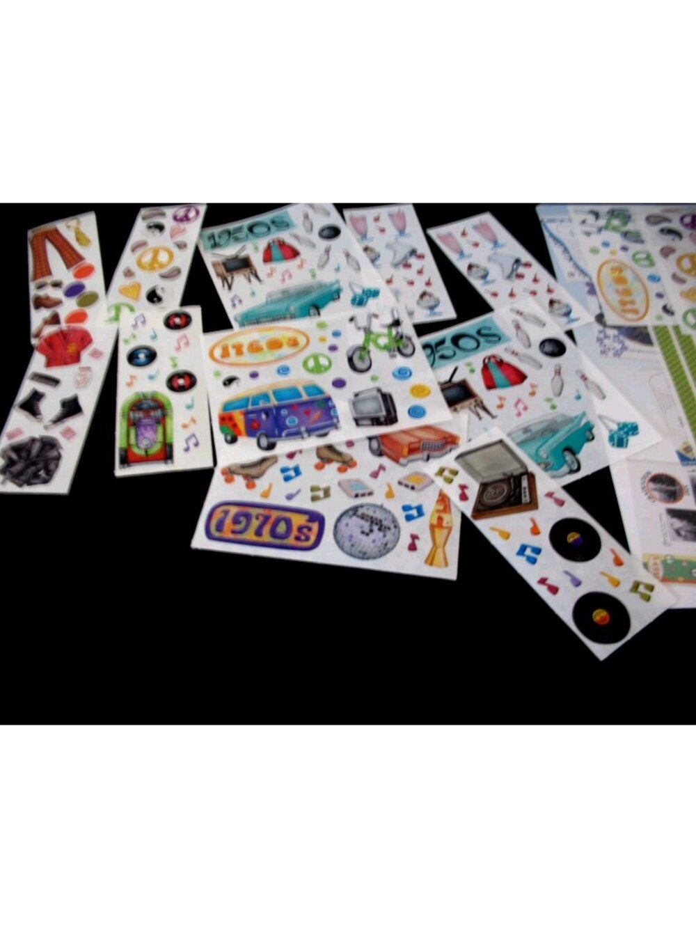 CREATIVE MEMORIES Decade 1960Pack, Studio strips, 1950's Stickers Gingham paper